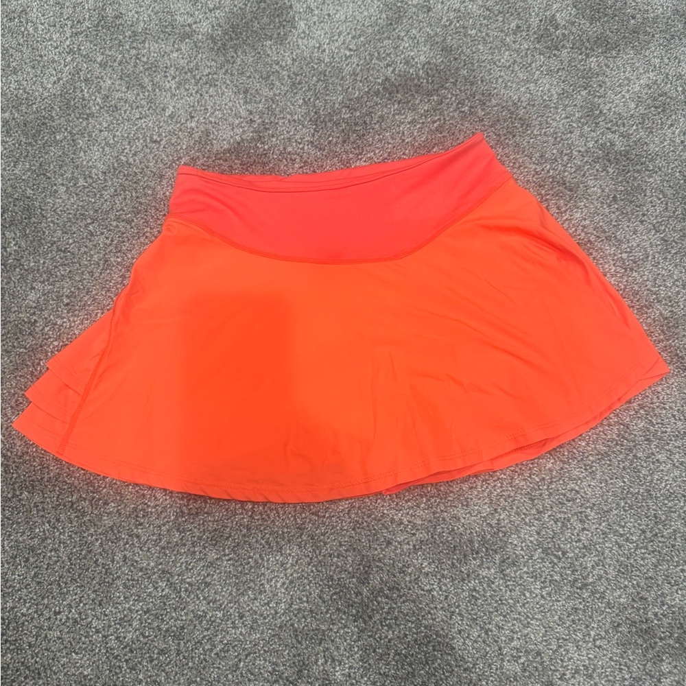 Orange Asymmetrical Mini Skater Skirt